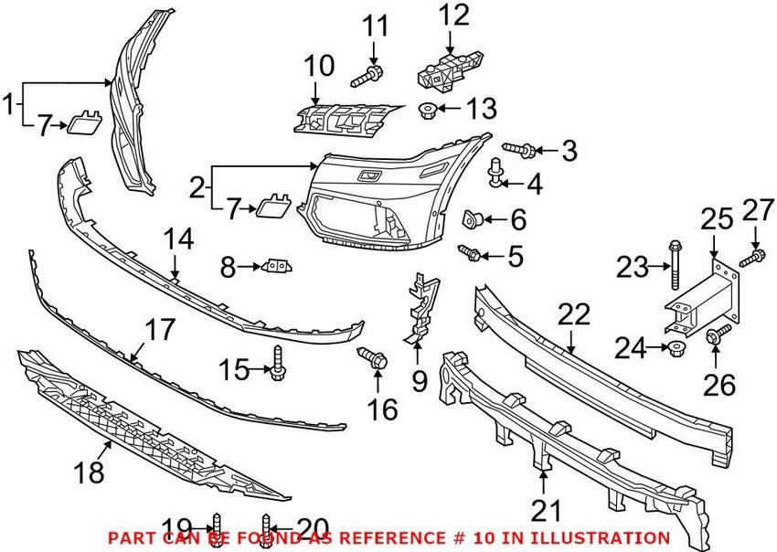 Audi Bumper Cover Support Rail - Front Driver Side Inner 80A807095A